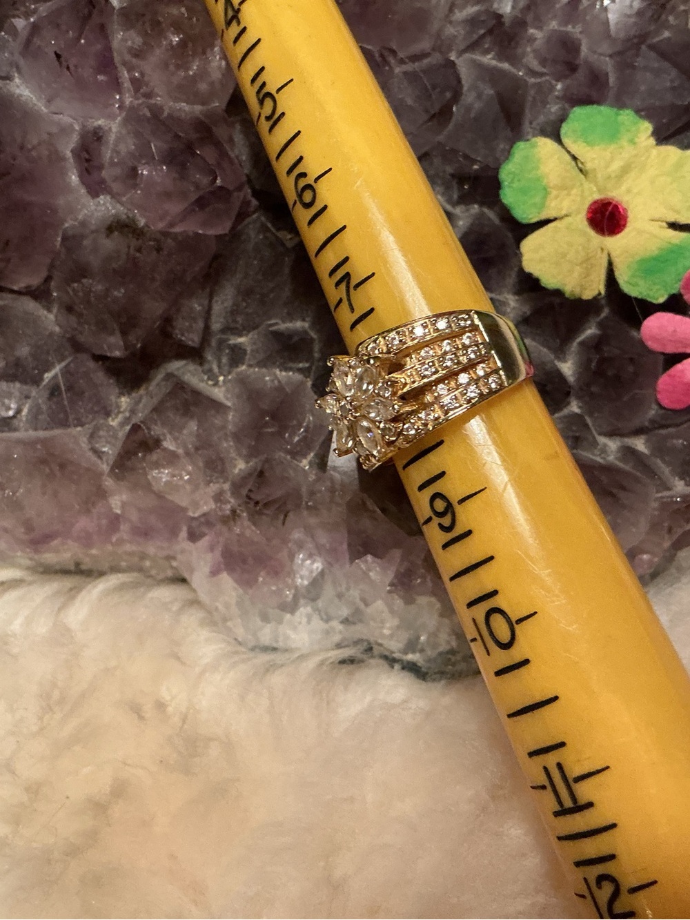 14 K Yellow Gold, QVC's Diamonique 1.35 ct tw, Sz 8 - PRICE FIRM - Picture 2 of 7